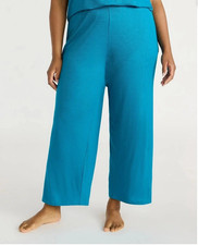 2 PCS FLORAL TOP BLUE WHITE  BLUE CROP PANTS JOYSPUN PAJAMA SET POCKETS SET 3X