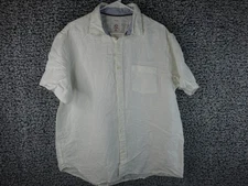 Panama Jack Mens Shirt XL White  Washable Linen Short Sleeve Button Up