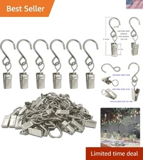 Durable Sturdy Silver Curtain Clips - 50 Pack, 2.4 Inch S Hooks for Festive Use