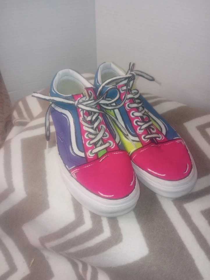 Vans Rainbow Neon Old Skool Color Block Tenis Hombres 6.5-Mujeres 8 Foto 2 de 4