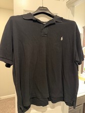 Ralph Lauren Polo Shirt Adult 2XB 2X Big Black Short Sleeve Casual Preppy Men