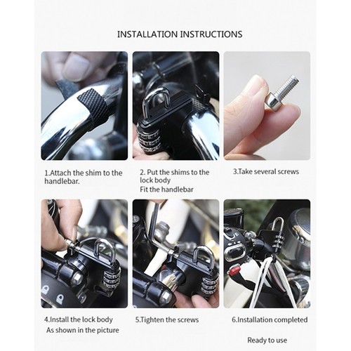 Portable Helmet Lock Motorcycle/Mountain Bike Anti-theft Combination Lock Parts - Picture 9 of 13