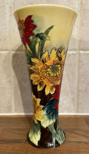 Old Tupton Ware Vase Summer Bouquet Tube Lined Hand Painted Design Large 8 Inch