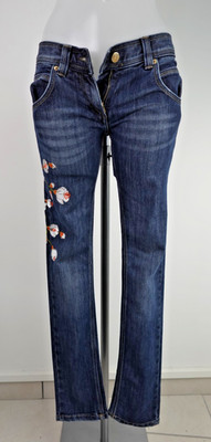 ICEBERG ICE DAMEN JEANS HOSE GR 39 / W25 DENIM WOMAN VINTAGE BOOTCUT BLUMEN