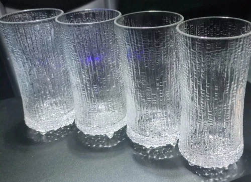 Littala Ultima Thule Rare Glasses - Unique Textured Ice Design Set Of Three Cups