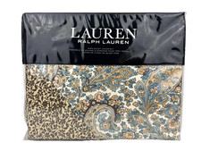 Ralph Lauren Riley KING Duvet Cover Set Blue Tan Paisley Floral 100 Cotton
