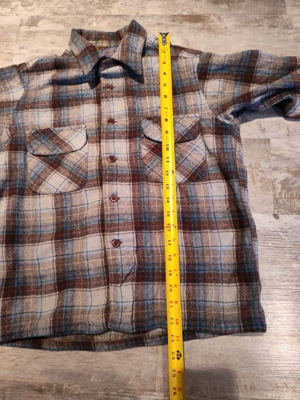 Vintage Pendleton Plaid Button Up Wool Leather Bo… - image 10