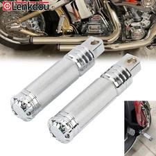 Chrome Knurled Highway Foot Pegs Footrest For Harley Touring Road King Sportster