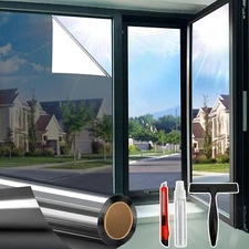 One Way Window Privacy Film See Out Not in, Static Cling Window Tint for Home