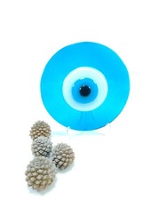 Turquoise Glass Evil Eye 12cm Without a Hole,Turkish Nazar Amulet, Charm Decor