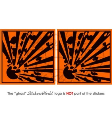 EXPLOSIVE Explosion Danger Symbol Safety Warning 75mm Vinyl Aufkleber x2