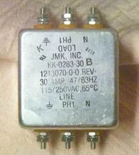 JMK, INC LINE FILTER  KK-0283-30B  125/250VAC 30 AMP  50/60HZ