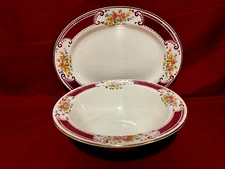 Homer Laughlin Brittany Lot Of Oval Serving Platter & Round Serving Bowl