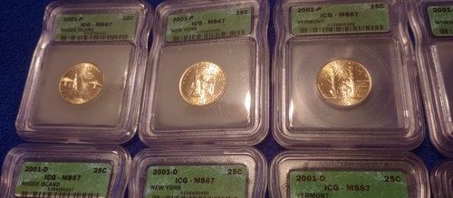 10 STATE QUARTERS LOT (2 EACH) P&D RI, NY, VT, NC,KY All 2000 ICG MS67 SLAB - Picture 22 of 24