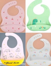 Baby Bibs Cute Dishwasher safe Comfortable Silicone Feeding Food Catcher weaning