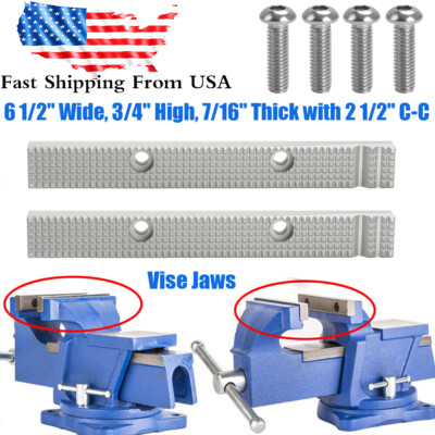 Fits Craftsman Vise Jaws Many Older USA Models 6 1/2'' x 3/4'' x7/16''W/2 1/2'' C-C