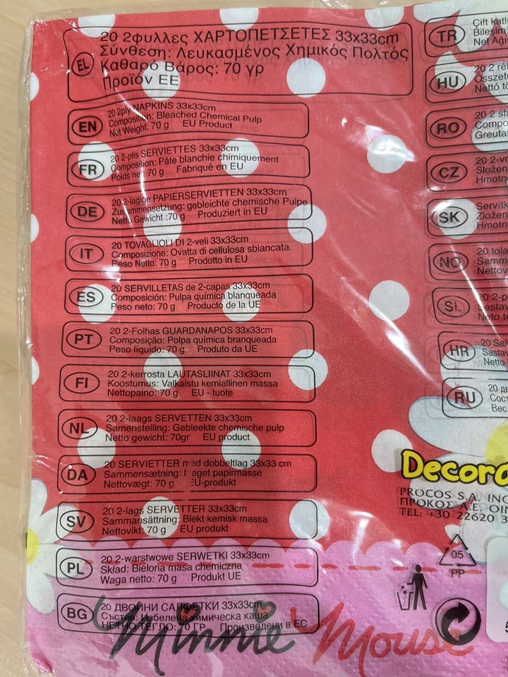 MINNIE MOUSE NAPKIN (20pes 16X16cm ) Disney Decorate Party - Image 3 of 4