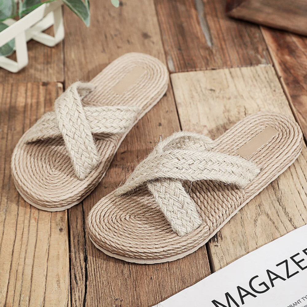 SAOLA Ciabatte donna estive suola piatta sandali ciabatte tessuto paglia