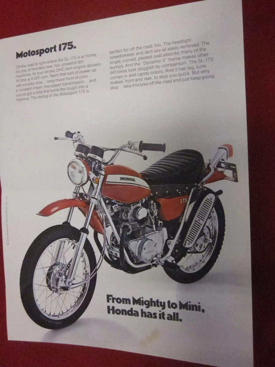 Original Vintage Honda SL175 Motorcycle Sales Brochure eBay