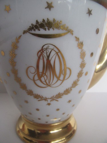 Antique French White Porcelain Gilded Teapot, Creamer, & Sugar Set - Picture 19 of 24