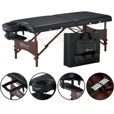 Master Massage 30" Newport Portable Cable Release Massage Table - Black