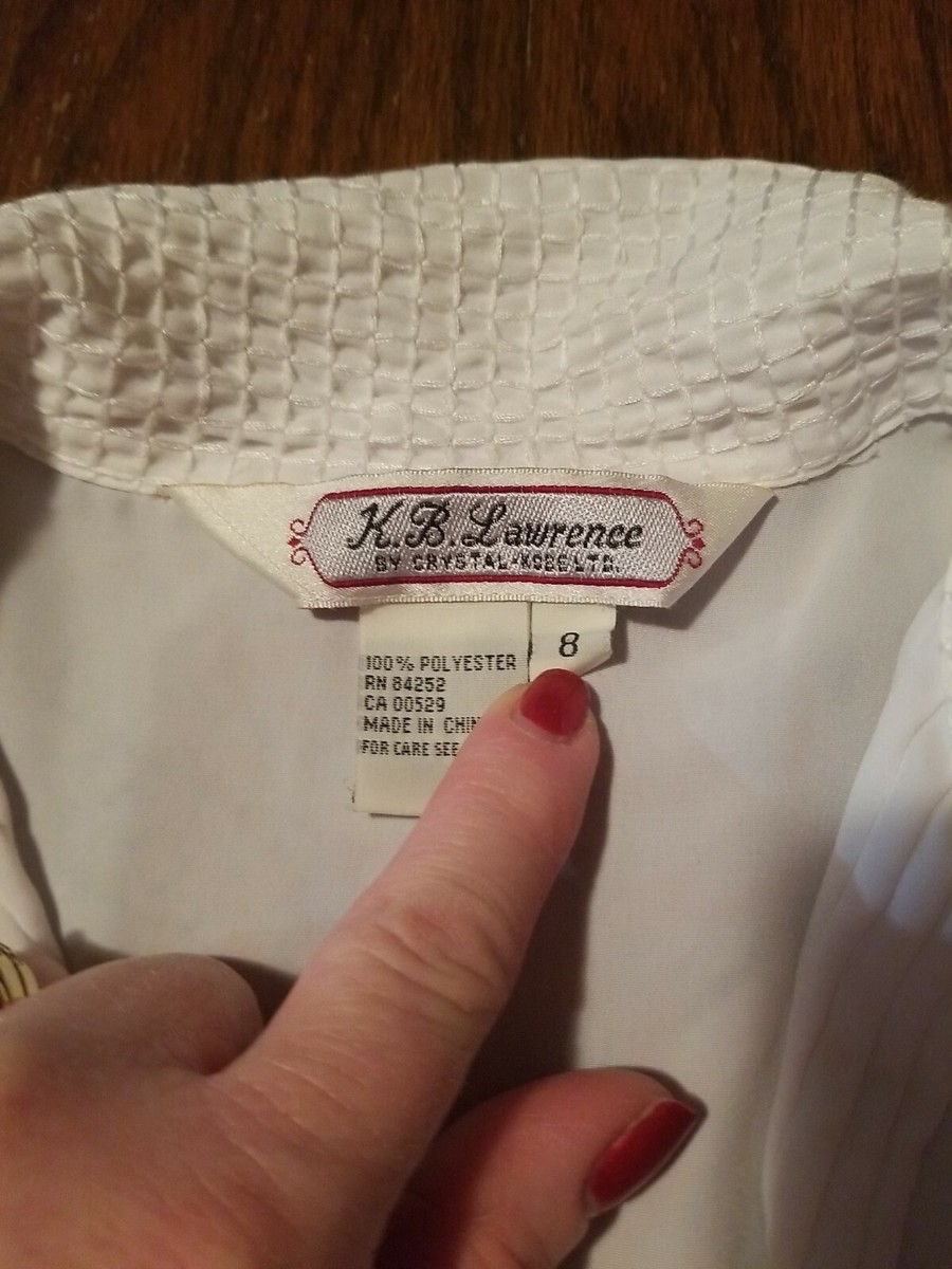 K.B. Lawrence by Crystal Kobe Lace Blouse sz 8 long sleeve white
