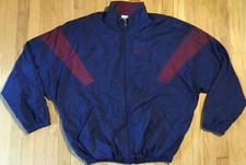Vintage 90s Russell Athletic windbreaker jacket XL blue maroon color blocking