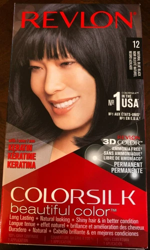 Revlon ColorSilk Beautiful Color Permanent Hair Color, 12 Natural Blue Black NEW