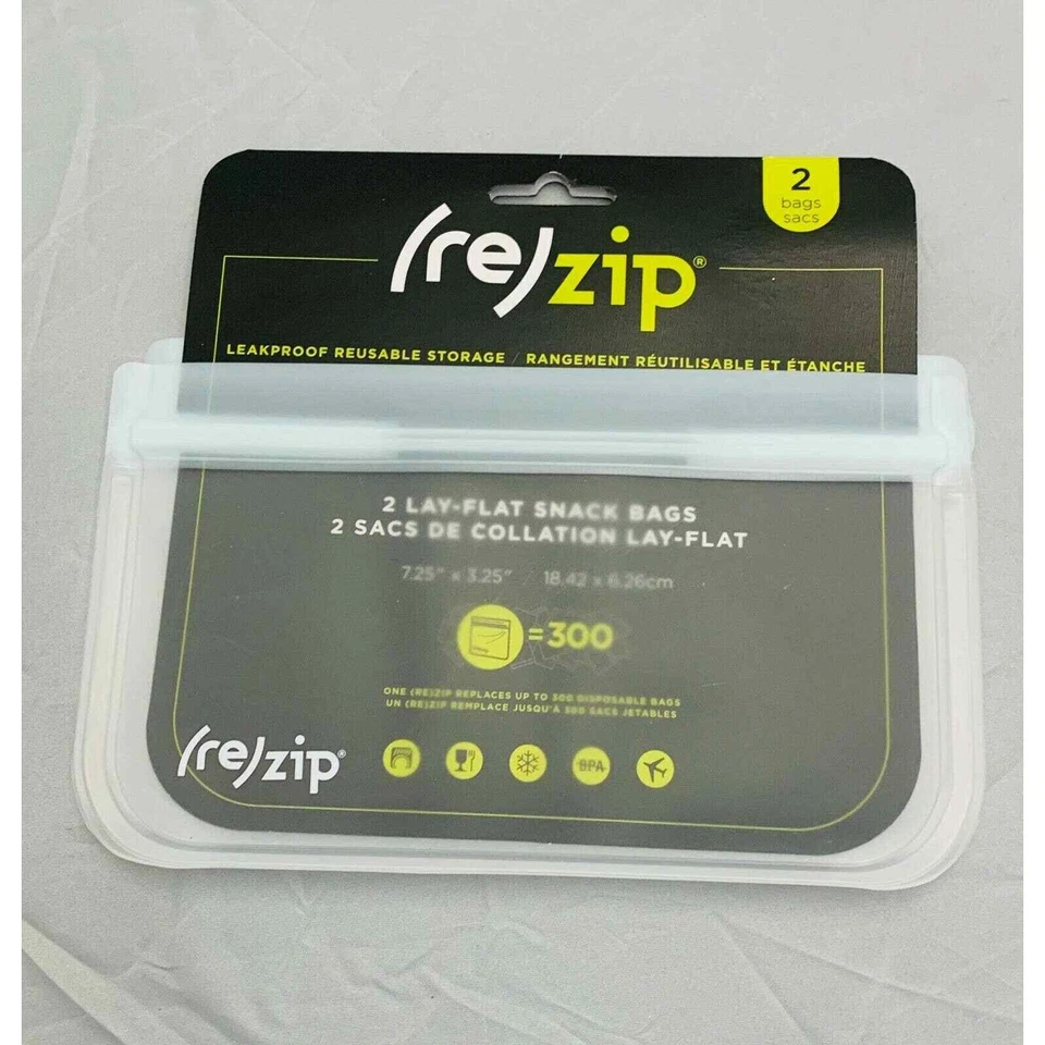 ¡JUEGO DE 3! Aguacate Azul ReZip Snack Tamaño Lay Flat 3.25"x7.25" 2 Bolsas Reutilizables NUEVO Foto 2 de 2