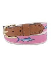 ZEP-PRO Leather Canvas Woven Ribbon Fishing Belt MARLIN PINK pic belt size 28 44