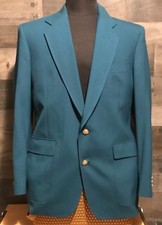 Vtg Jack NicklausHart Schaffner Marx Blazer Teal Blue Mens Two Button Lined 43 