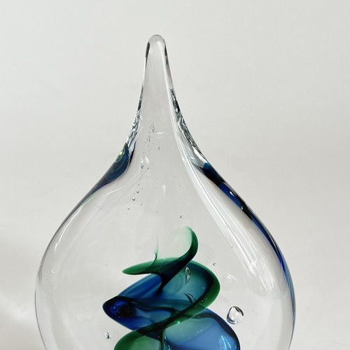 Vintage Studio Art Glass Paperweight Teardrop Signed MP Marian Pyrcak Poland - Picture 7 of 12