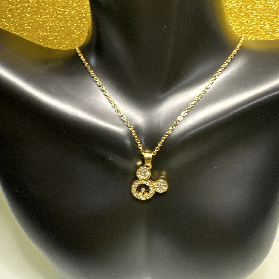 Disney Minnie Mouse Beautiful Gold Plated Necklace 18” Adjustable Chain - Image 2 of 4
