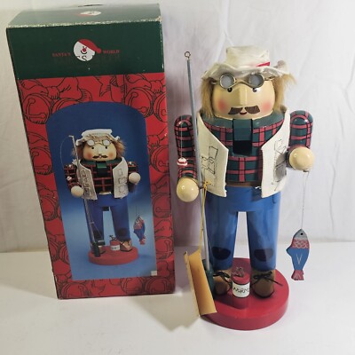 Kurt Adler 12  Old World Wooden Hand -Crafted Nutcracker Fisherman Fred w/Box