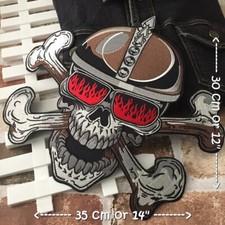 Viking Warrior Skull Cross bone Iron on Embroidered Large Size Back patch XL