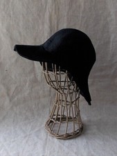 ANCIEN GRAND CHAPEAU FEUTRE VELOURS NOIR FEMME ETIQUETTE ORIGINE ANNEE 40/50