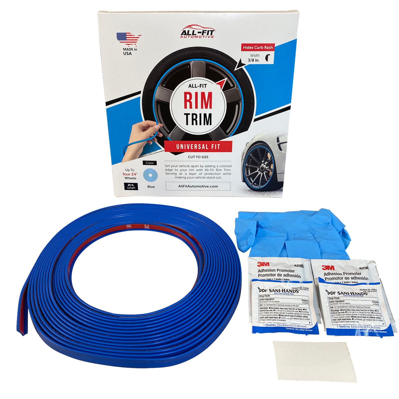 All-Fit Rim Trim [Blue] Ring Molding Color Wheel Band Kit for Ferrari