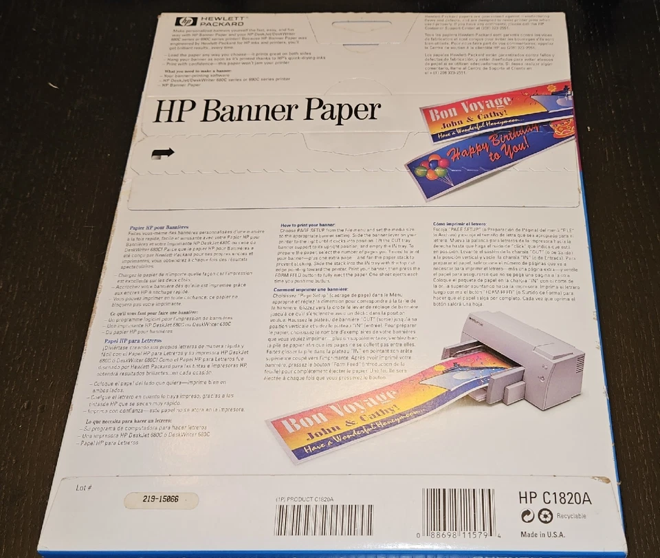 HEWLETT PACKARD HP BANNER PAPER C1820A Makes up to 15 5' Banners for 680C/690C - Image 2 of 2