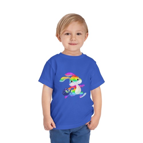 Rainbow Bunny Toddler Short Sleeve Tee - Fun & Colorful Kid's T-Shirt - Picture 28 of 41