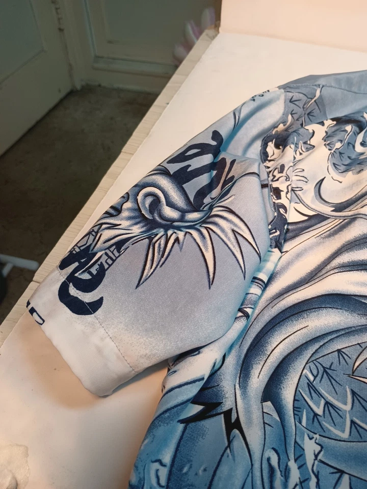 (1) De colección Usado Talla Grande Azul Claro Dragón Chino Víbora Russ Wear Pit 20 pulgadas Foto 4 de 4