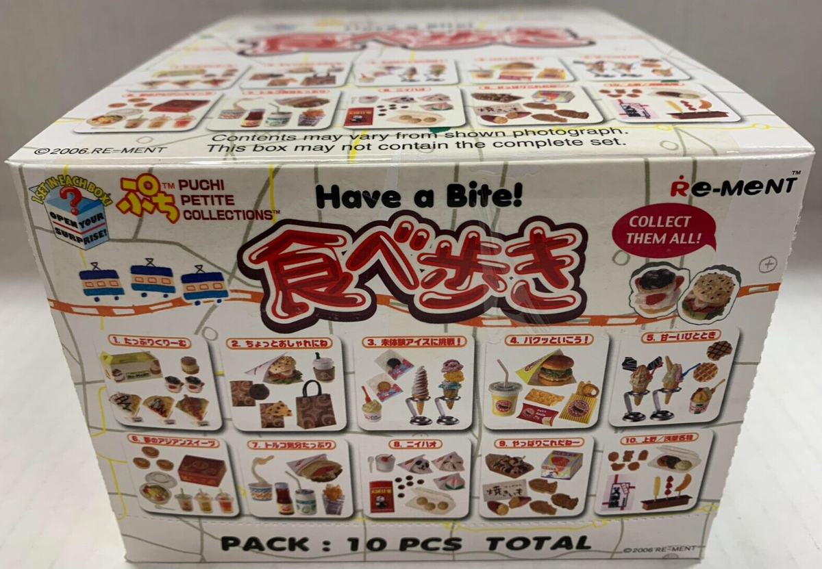 RE-MENT PUCHI PETITE HAVE A BITE! 10 PIECE DISPLAY MINIATURE FOODS 
