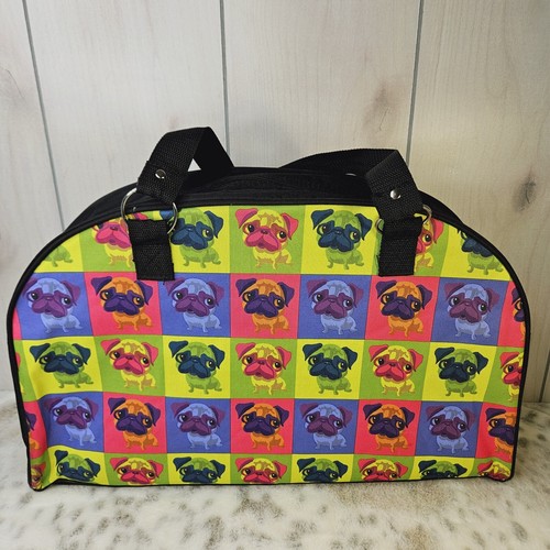 Pug Dog Warhol Style Tote Bag Pop Art Travel Gym Bag Zipper Double Handle