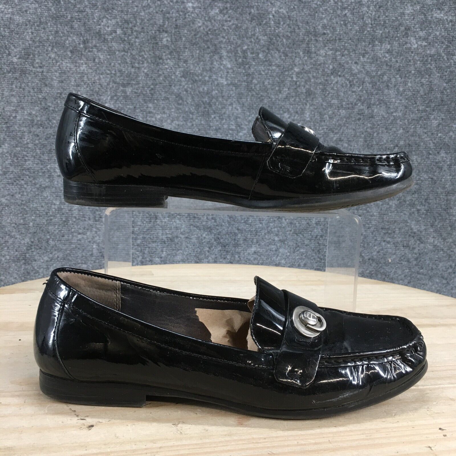 Etienne Aigner Shoes Womens 8 M Brinda Casual Slip On Moc Loafer Black Leather