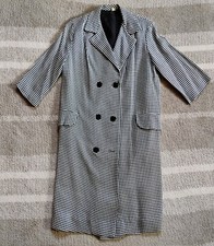 Vintage Houndstooth Jacket Women's Size 13 Long Blazer White Black