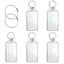 50pack Tough Plastic Key Tags w/ Split Ring Label Window Coded ID Luggage Tags