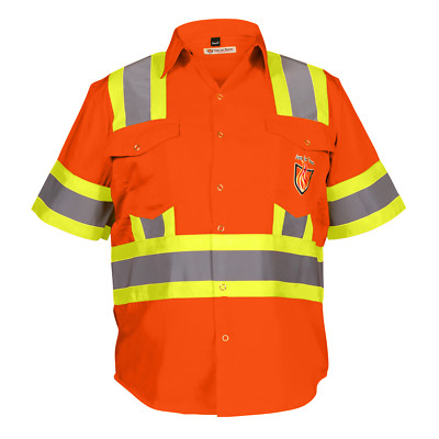 Premium Class 3 High Visibility Hi Vis Safety Shirt - Half Sleeve-65% C35% N-6oz