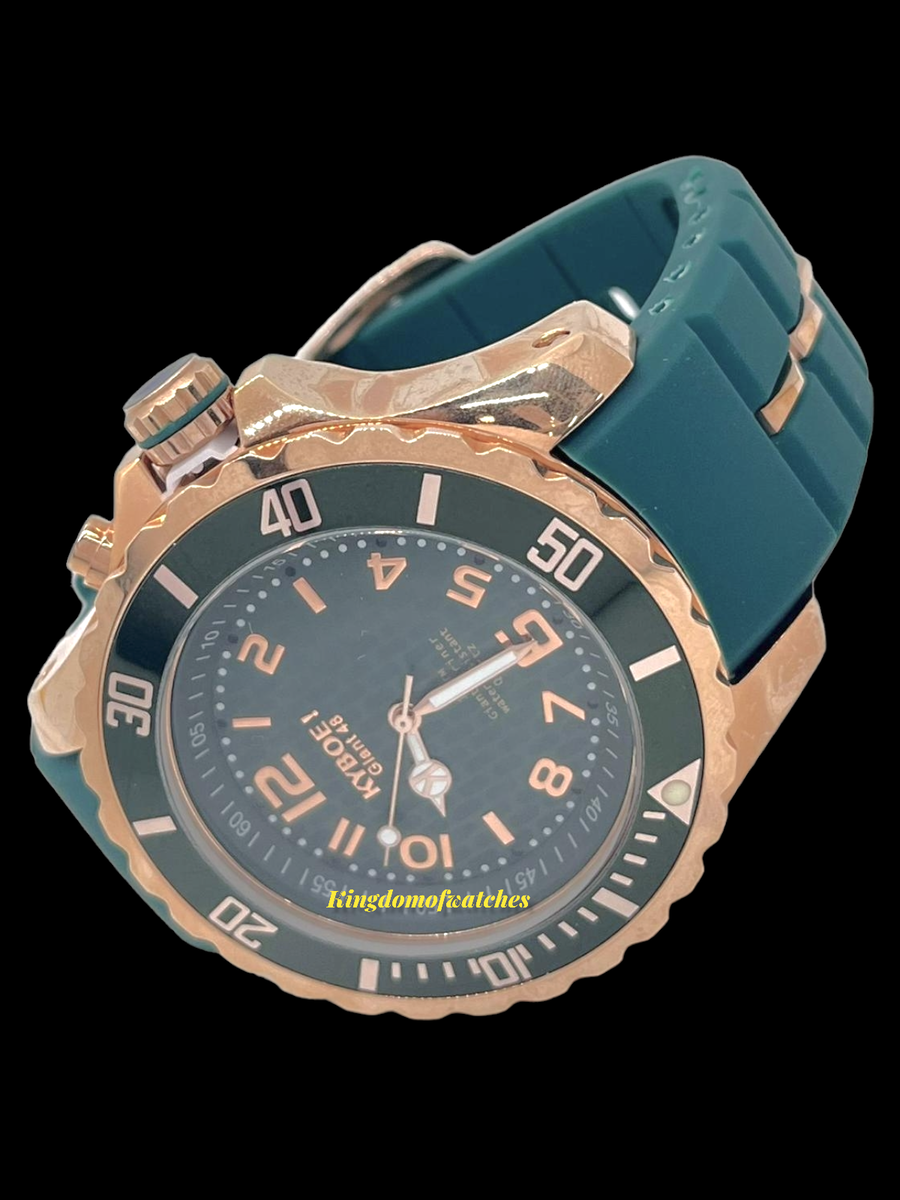 Kyboe! Men's Watch Giant 48MM Rose Gold Case Green Silicone Kyboe! Men's Watch Giant 48MM Rose Gold Case Green Silicone
