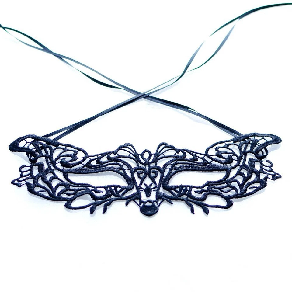 Black Sexy Lace Fox Eye Mask Face Masquerade Venetian Halloween Costume Party - Image 4 of 4