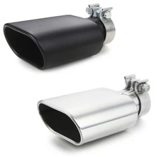 Square Exhaust Tip 2.5" Inlet Rectangle 3" x 5.5" Outlet 9.5" Long Clamp on