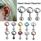 3Pcs CZ Ear Piercing Tragus Helix Earring Barbell Cartilage Stud Jewelry Gift